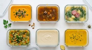 Marmitas de sopinhas variadas para a semana