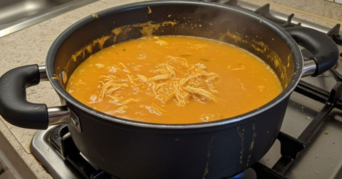 Sopa detox com frango desfiado quentinha